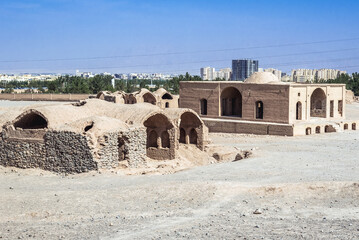 Old rituals building in area of Tower of Silence, Zoroastrian ruins in Yazd, Iran