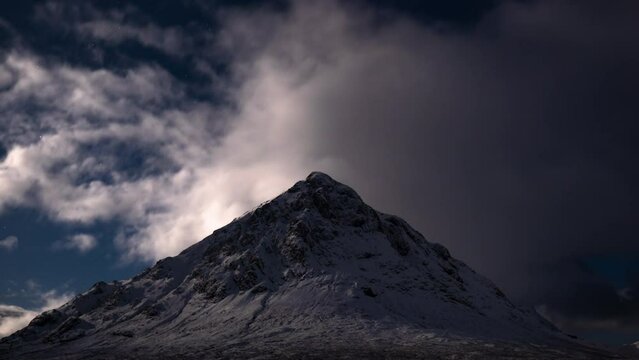 Night Mountain time-lapse with stars and clouds 4K
