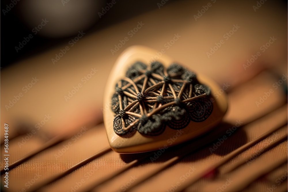 Poster a small decorative object sitting on a table top with a blurry background behind it and a blurry bac