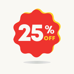 25% off. Special offer tag. Vector illustration discount price. Campaign for retail, store