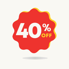 40% off. Special offer tag. Vector illustration discount price. Campaign for retail, store