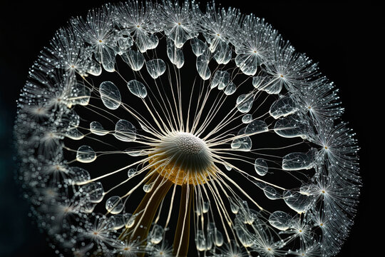 Fototapeta shots of dandelion seeds up close. Generative AI