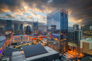 Nashville, Tennessee, USA Downtown Cityscape and Rooftop Views - obrazy, fototapety, plakaty