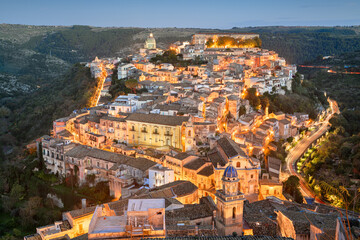 Ragusa Ibla, Italy  View in Sicily at Dusk