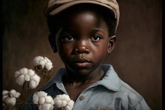 black boy cotton collector generative ai portrait
