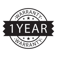 1 year warranty stamp on white background,flat style,Sign, label, sticker.Vector illustration.