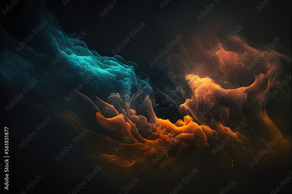 Poster a very colorful and abstract background with a black background and a yellow and blue background gen
