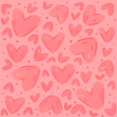 Cute sweet pink hearts as gentle romantic seamless pattern background backdrop wallpaper, illustration of love for Valentine's Day