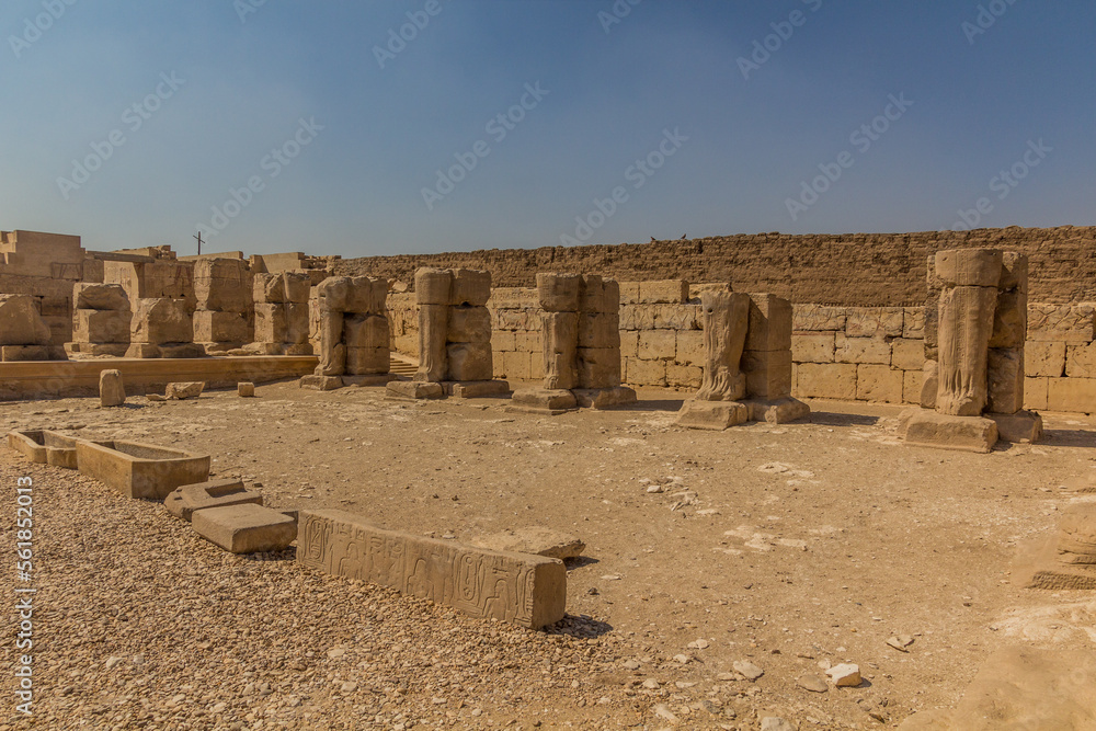 Wall mural ruins of ramesses ii temple in abydos, egypt