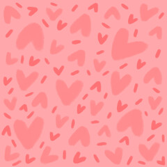 Fototapeta na wymiar Cute sweet pink hearts as girly romantic seamless pattern background backdrop wallpaper, illustration of love for Valentine's Day
