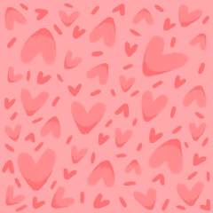 Cute sweet pink hearts as girly romantic seamless pattern background backdrop wallpaper, illustration of love for Valentine's Day