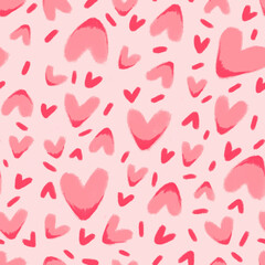 Cute sweet pink hearts as retro candy like girly romantic seamless pattern background backdrop wallpaper, illustration of love for Valentine's Day