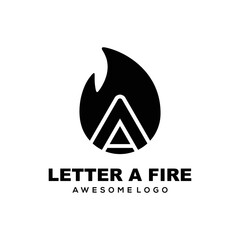 Letter A fire Silhouette logo
