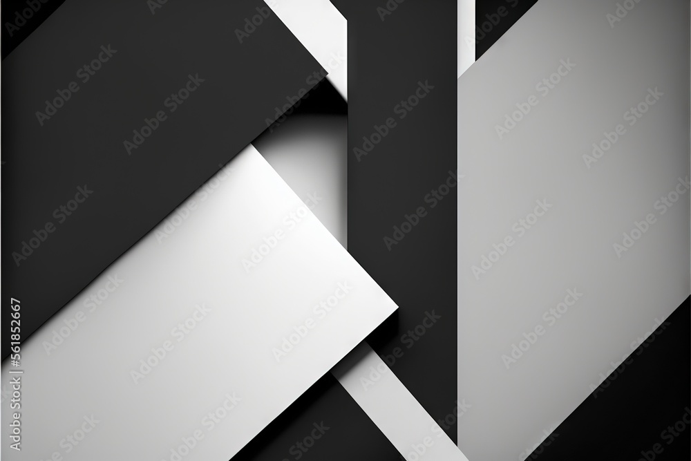 Poster a black and white abstract background with a diagonal design in the center of the image, with a whit