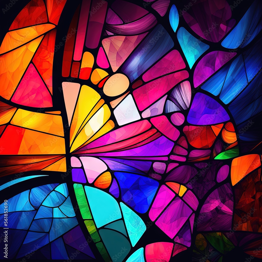Poster a colorful abstract painting of a bird with a black background and a black background with a white b