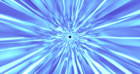 Abstract glowing blue futuristic energetic fast tunnel of lines and bands of magical energy in space. Abstract background