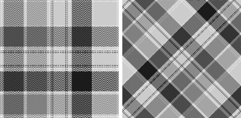 Set black and white plaid seamless pattern.