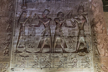 Wall decorations in the Temple of Seti I (Great Temple of Abydos), Egypt