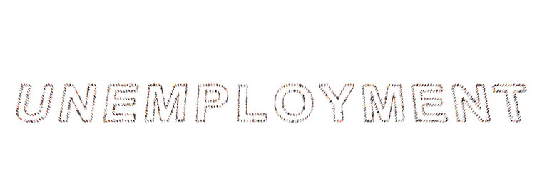 Concept conceptual large community of people forming the UNEMPLOYMENT woord.  3d illustration metaphor for  jobless, poverty, broke, stress and failure, layoff, business and economic  crisis