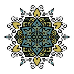 マンダラアート(六角形、幾何学模様、カリグラフィ)