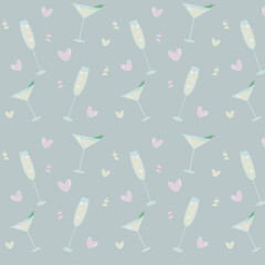 pattern with drinks and hearts