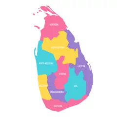 Foto op Aluminium Sri Lanka political map of administrative divisions - provinces. Colorful vector map with labels. © pyty