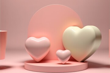 3d valentine background products display summer with podium platform. Generative AI