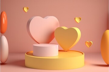3d valentine background products display summer with podium platform. Generative AI