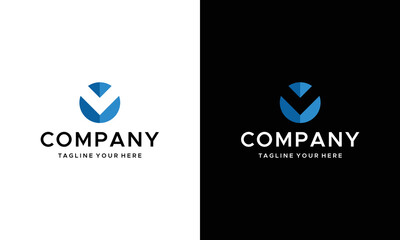 Vector Logo Illustration Letter V Gradient Colorful Style. on a black and white background.
