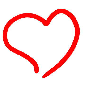 Abstract Red heart isolated on transparent background, painted with paints and a brush. Royalty high-quality free stock PNG image of  The concept of valentine's day. Love symbol, Hand drawn hearts