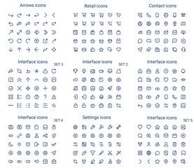 Simple small line icons set. Rounded mini vector icons. Pixel perfect. Editable stroke. - obrazy, fototapety, plakaty