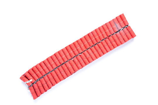 top view firecrackers on a white background