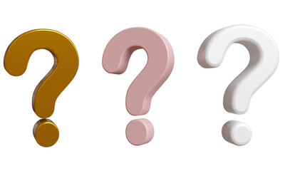 Question mark on background. Business support, questions, doubts, causes. with copy space. poster design and infographics with transparent. 3D illustration