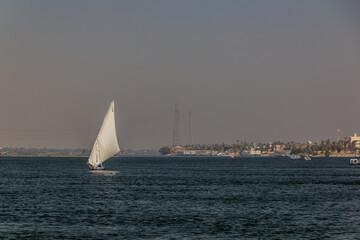 Felucca sail boat at the river Nile in Luxor, Egypt