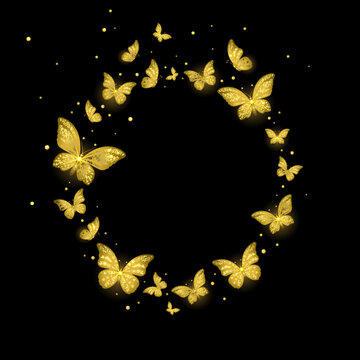 Wreath of a Flock of Golden Butterflies