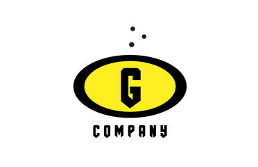 ellipse G alphabet bold letter logo with dots. Creative template design for business and company in yellow and black