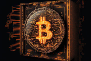Binary code technology and bitcoin. Secure digital binary data containing the digits 0 and 1 Future technology basis for hackathons and other online activities including cryptocurrency. digital money