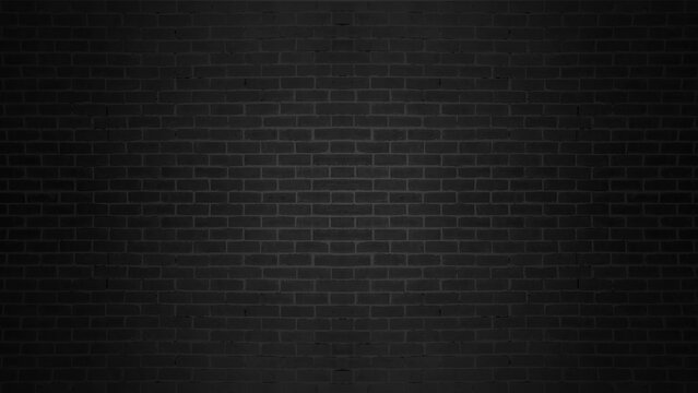 Black brick wall background with light shadow. Black brick wall texture brick surface background wallpaper