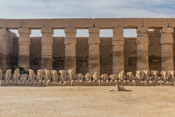 Ram sphinxes in front of Karnak temple in Luxor, Egypt