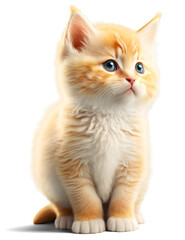 Cute yellow kitten, illustration on transparent background
