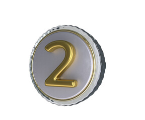 Realistic Lapel Pin with number 2