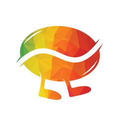 Bean Coffee Running Logo Design. Walking Coffee Logo Template.