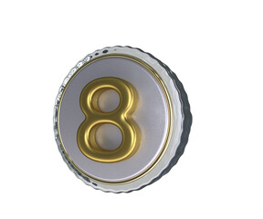 Realistic Lapel Pin with number 8