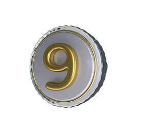 Realistic Lapel Pin with number 9