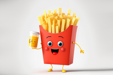 cute french fries charater emotion, AI generate