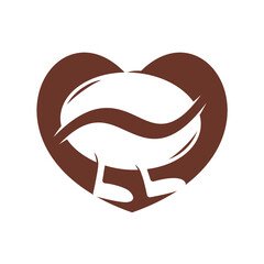 Bean Coffee Running Logo Design. Walking Coffee Logo Template.