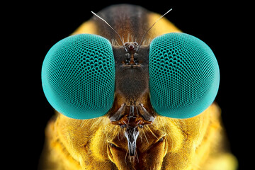 close up of a robberfly - obrazy, fototapety, plakaty