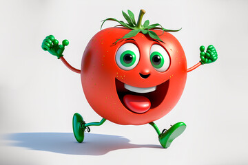 cute red tomato character, AI generate