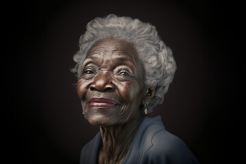Generative AI illustration of Portrait of senior African American woman