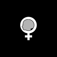 Female sign icon isolated on black background.
